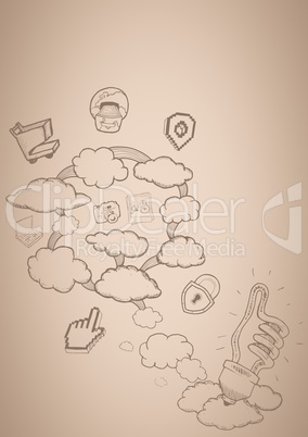 Cream background with cloud doodles