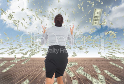 business woman with falling money