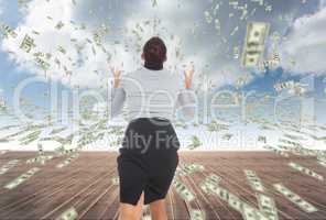 business woman with falling money