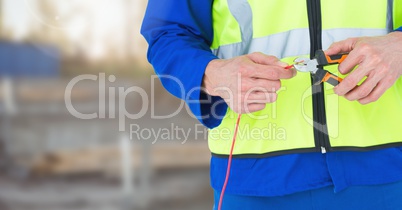 Electrician on building site