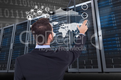 Businessman showing screen in a data center