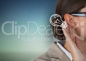 Cropped image of businesswoman listening idea