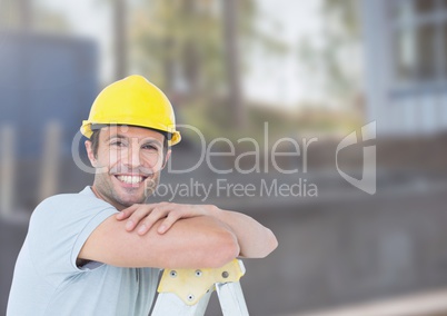 Construction Worker in front of construction site