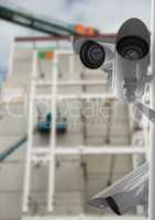 cctv stick in front of scaffolding