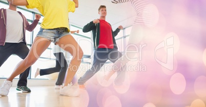 People dancing and pink bokeh transition