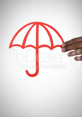 Cut out of umbrella in hand