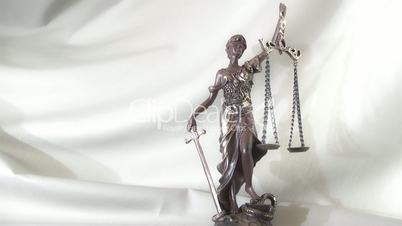 Legal blind justice Themis  statue with scales in chain