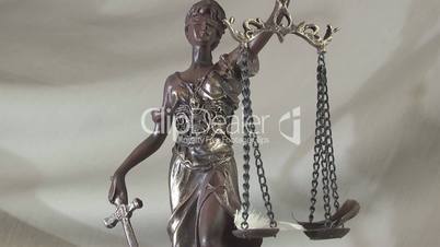 Legal blind justice Themis  statue with scales in chain