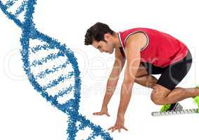 Runner with blue dna chain in white background