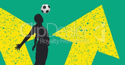 Shadow of a footballer playing in front of a green and yellow wall