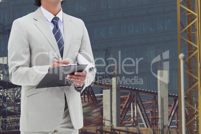 Businessman in construction site