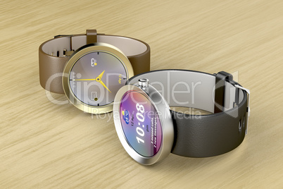 Silver and gold smart watches