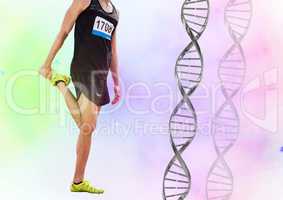 athlete  with dna chain and green and pink flares