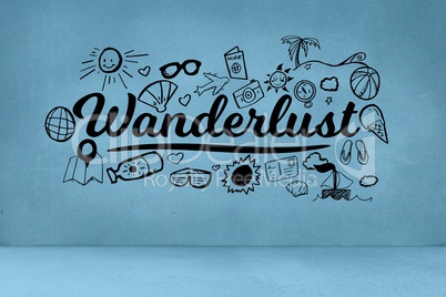 Composite image of wanderlust and drawings