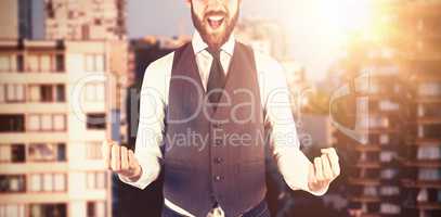 Composite image of portrait of cheerful businessman
