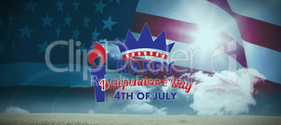 Composite image of digitally generated image of happy independence day text