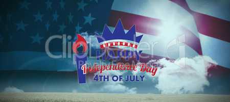 Composite image of digitally generated image of happy independence day text