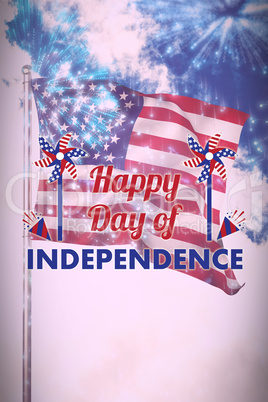 Composite image of vector image of happy independence day text with decoration