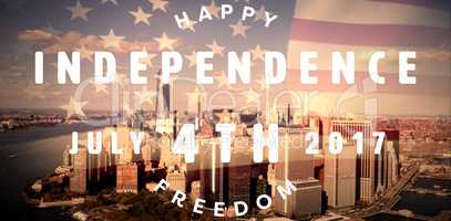 Composite image of computer graphic image of happy 4th of july text