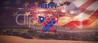 Composite image of digitally composite image of happy independence day text