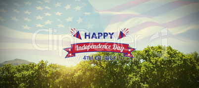 Composite image of digitally generated image of independence day decoration with text