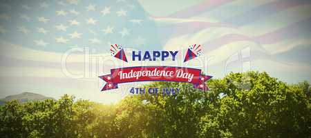 Composite image of digitally generated image of independence day decoration with text