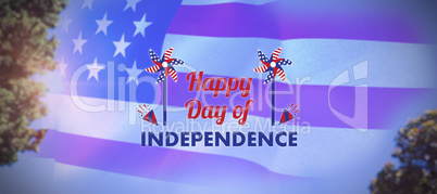 Composite image of vector image of happy independence day text with decoration