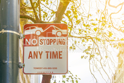 No Stopping anytime sign