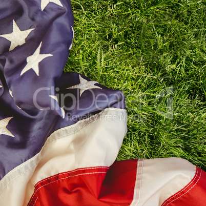 Composite image of creased us flag