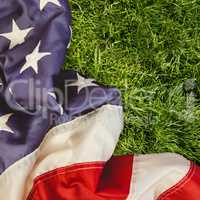 Composite image of creased us flag