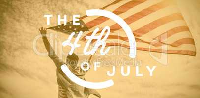 Composite image of colorful happy 4th of july text against white background