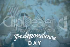 Composite image of independence day text against white background