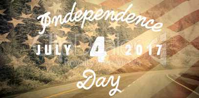 Composite image of digitally generated image of happy 4th of july message