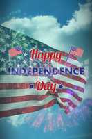 Composite image of happy independence day text with american flags