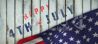 Composite image of digitally generated image of happy 4th of july text