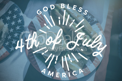 Composite image of digitally generated image of happy 4th of july message