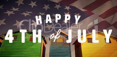 Composite image of digitally generated image of happy 4th of july text