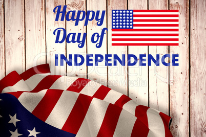 Composite image of happy independence day text with american flag