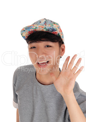 Happy Asian man with cap.