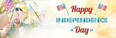 Composite image of happy independence day text over white background