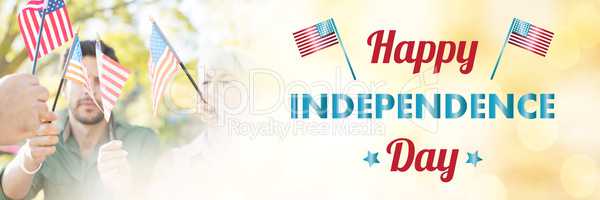 Composite image of happy independence day text over white background