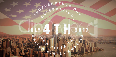 Composite image of multi colored happy 4th of july text against white background