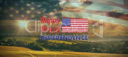 Composite image of happy independence day text with american flag