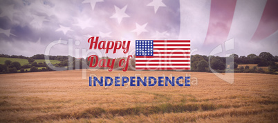 Composite image of happy independence day text with american flag