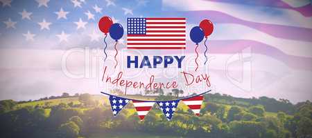 Composite image of digitally composite image of happy independence day text