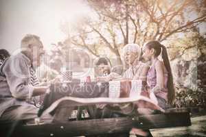 Happy family having a picnic