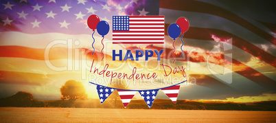 Composite image of digitally composite image of happy independence day text