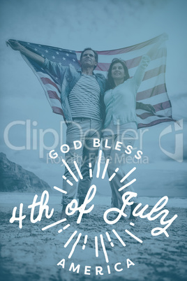 Composite image of digitally generated image of happy 4th of july message