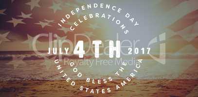 Composite image of multi colored happy 4th of july text against white background
