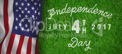 Composite image of digitally generated image of happy 4th of july message